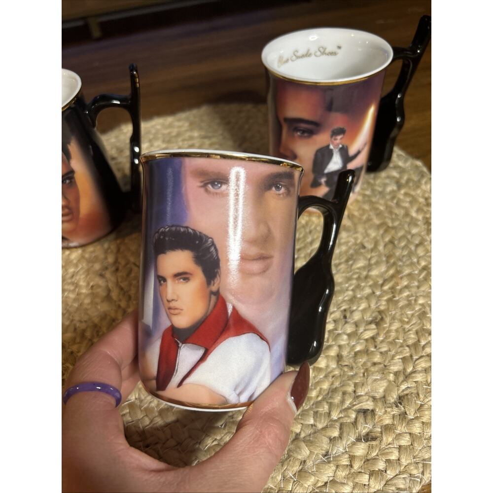 2002 Bradford Editions Elvis Presley Heirloom Porcelain Mug Set Of 3 Hound Dog - Picture 4 of 10